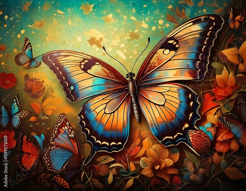 A colourful, butterfly themed background.