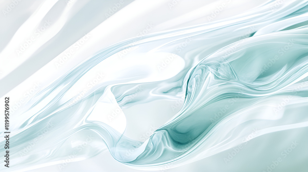 Fototapeta premium Ethereal Flowing Abstract Design in Teal and White with Copy Space
