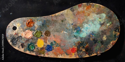 An artistâ€™s palette filled with different colors of paint, ready to be applied to the canvas.