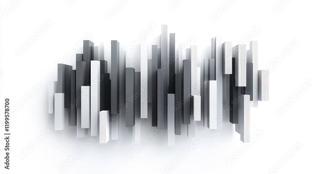 A bar chart with shadows, 3D effect, professional style, grey and white tones, isolated on white background A bar chart with shadows, 3D effect, professional style, grey and white tones, isolated on white background