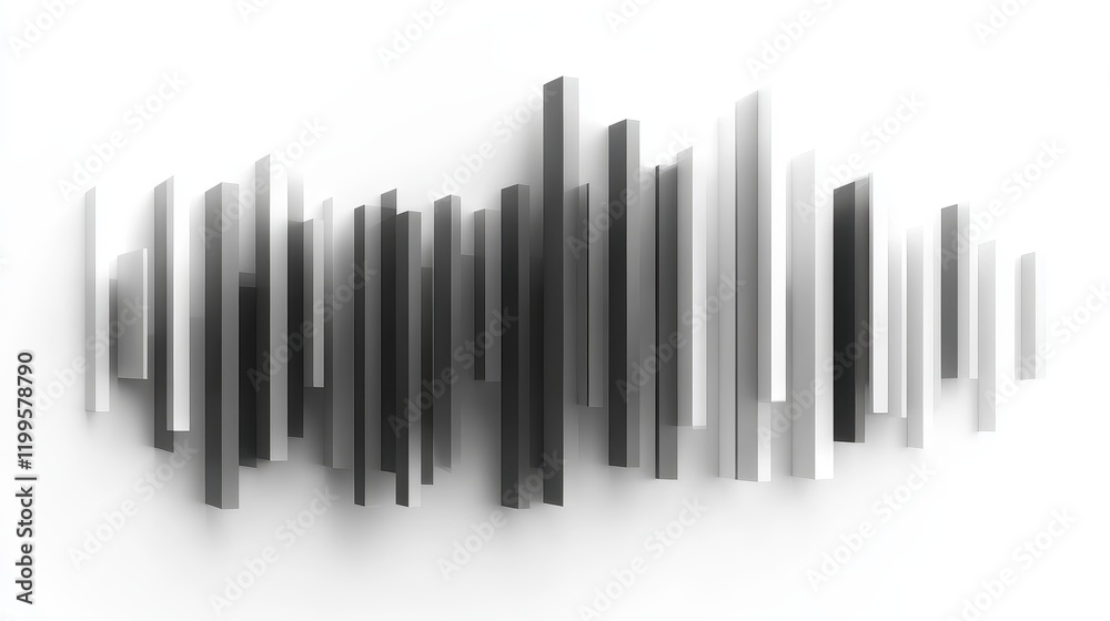 A bar chart with shadows, 3D effect, professional style, grey and white tones, isolated on white background A bar chart with shadows, 3D effect, professional style, grey and white tones, isolated on white background