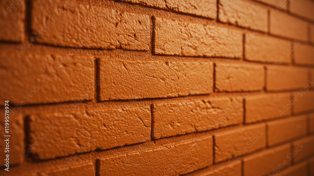 Fototapeta premium A vibrant orange brick wall texture, perfect for use as a background or wallpaper design