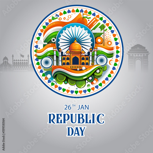 Happy Republic Day of India tricolor background for 26 January