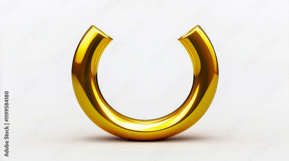 A simple golden horseshoe icon on a white background