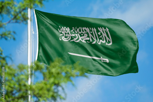 Tablou pe pânză Saudi Arabia flag, blue sky design