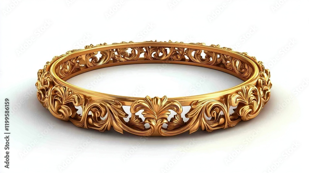 Isolated golden frame on white background