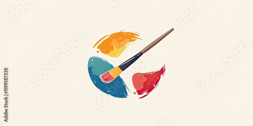 A minimalist logo design featuring a painter's brush and palette, symbolizing the art of painting.