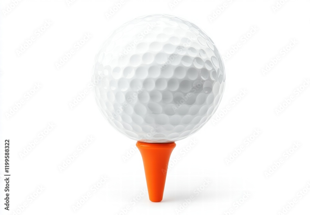 A white golf ball with a white tee and orange tip A white golf ball with a white tee and orange tip