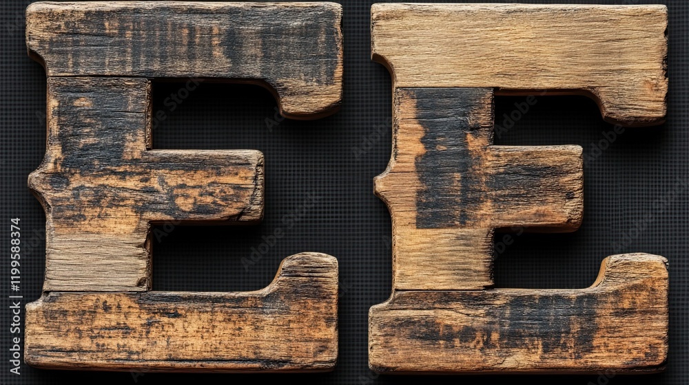 Isolated on a transparent background png, this rustic 3D wooden letter E has wood typography font and the alphabet ABC Isolated on a transparent background png, this rustic 3D wooden letter E has wood typography font and the alphabet ABC