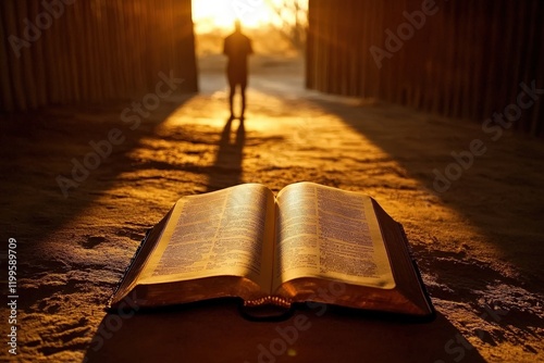 A silhouette of Jesus Christ shines in the bright sunlight.