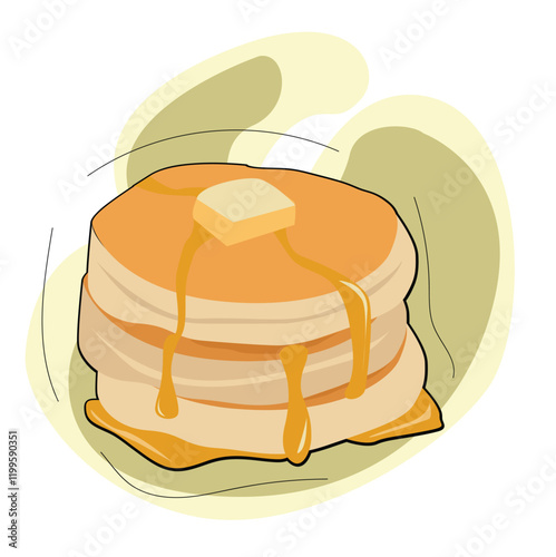 pancakes with butter.pancakes with butter and syrup on it
