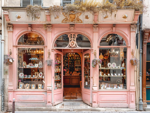 vintage wooden shop front facade