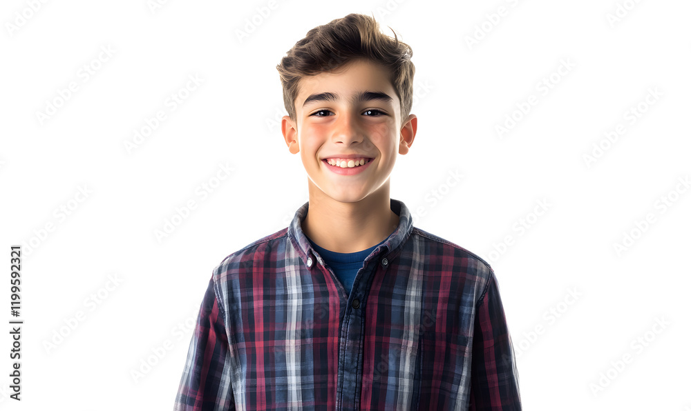 Portrait of a smiling teenager boy wearing casual clothes standing with happy face, isolated on transparent background Portrait of a smiling teenager boy wearing casual clothes standing with happy face, isolated on transparent background