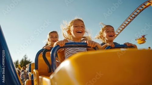 Fototapeta Naklejka Na Ścianę i Meble -  Amusement park thrills for children filled with joy.