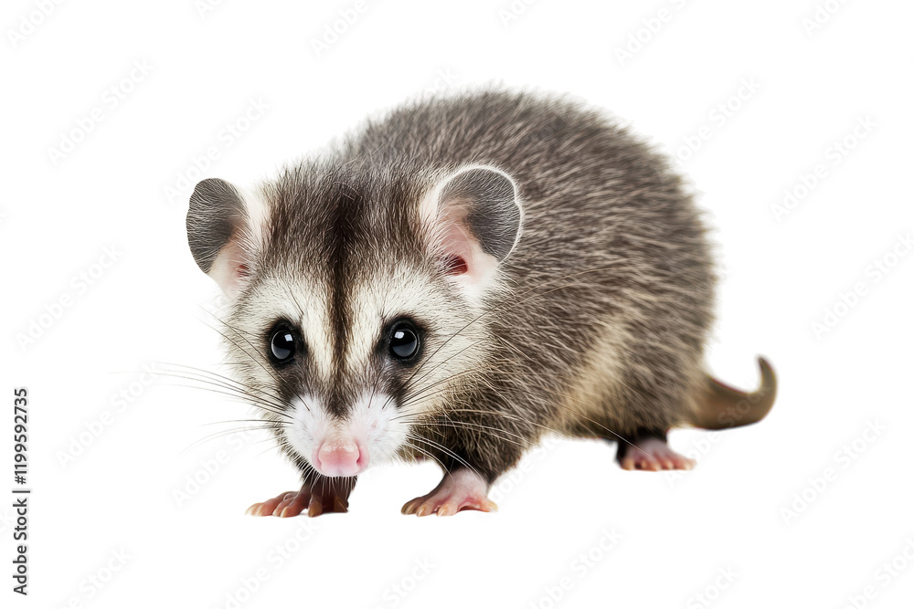 Small mammal with soft fur and large eyes exploring a bright white background in a close-up view during daylight hours Small mammal with soft fur and large eyes exploring a bright white background in a close-up view during daylight hours