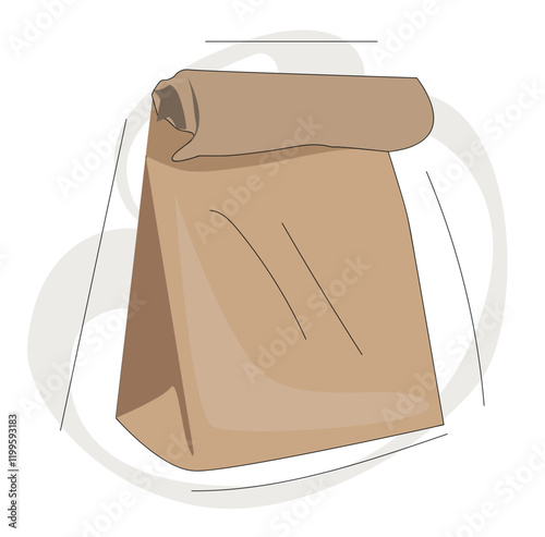 food package paper bag.Ecological packaging, recycle packet. Brown paper lunch 