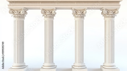 Architectural beauty defined by four striking white pillars in the building.