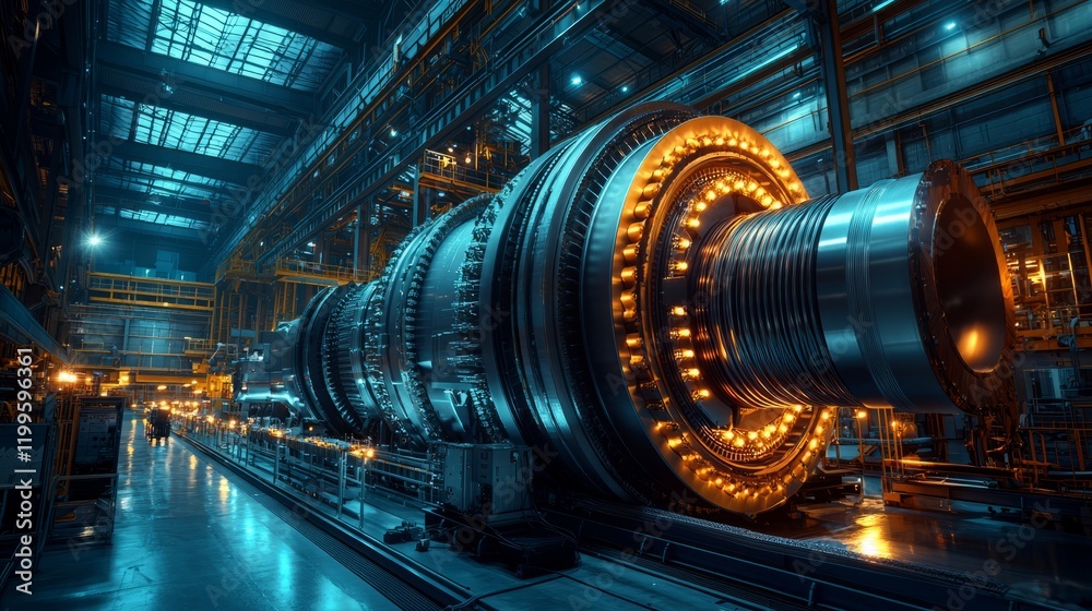 Fototapeta premium Industrial Turbine in Modern Manufacturing Facility