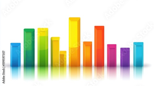 Free Download A colorful bar chart, educational infographic, playful design, rainbow palette, isolated on white background  - GFXLoad