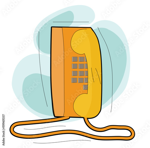 Vintage phones .telephone.yellow retro wired phone.