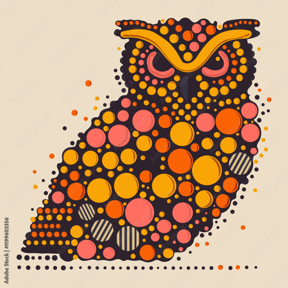 Fototapeta premium Illustration animals abstraction owl flat format