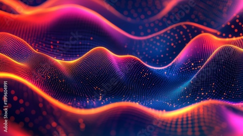 Abstract vibrant waves digital art background