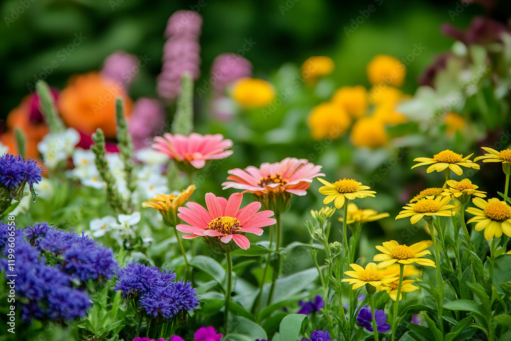 Beautiful back yard with flowers and lawn generative ai Beautiful back yard with flowers and lawn generative ai