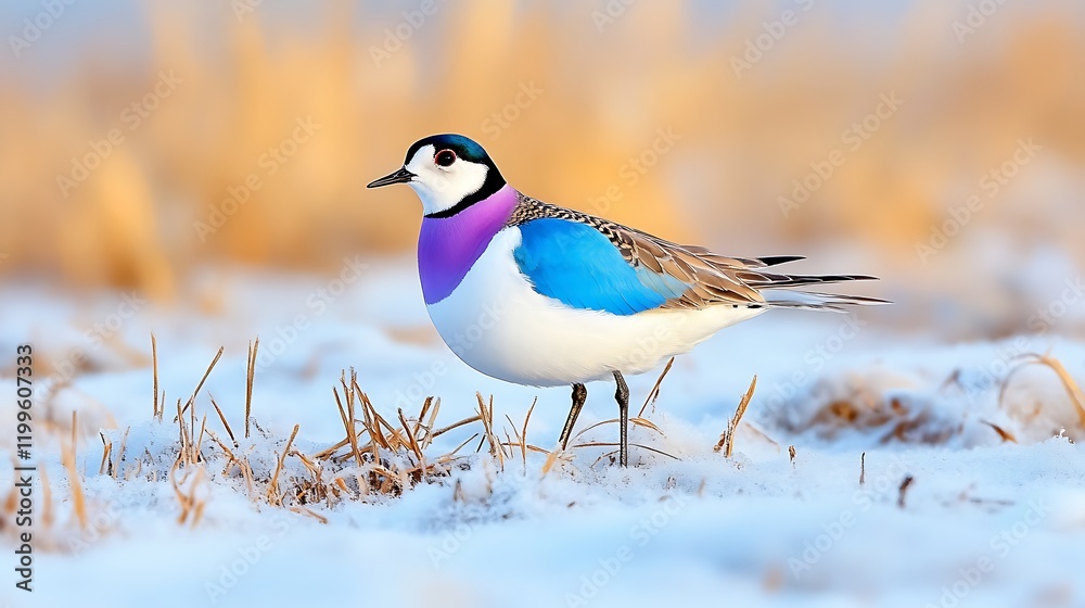 Colorful Bird in Snowy Winter Landscape Colorful Bird in Snowy Winter Landscape