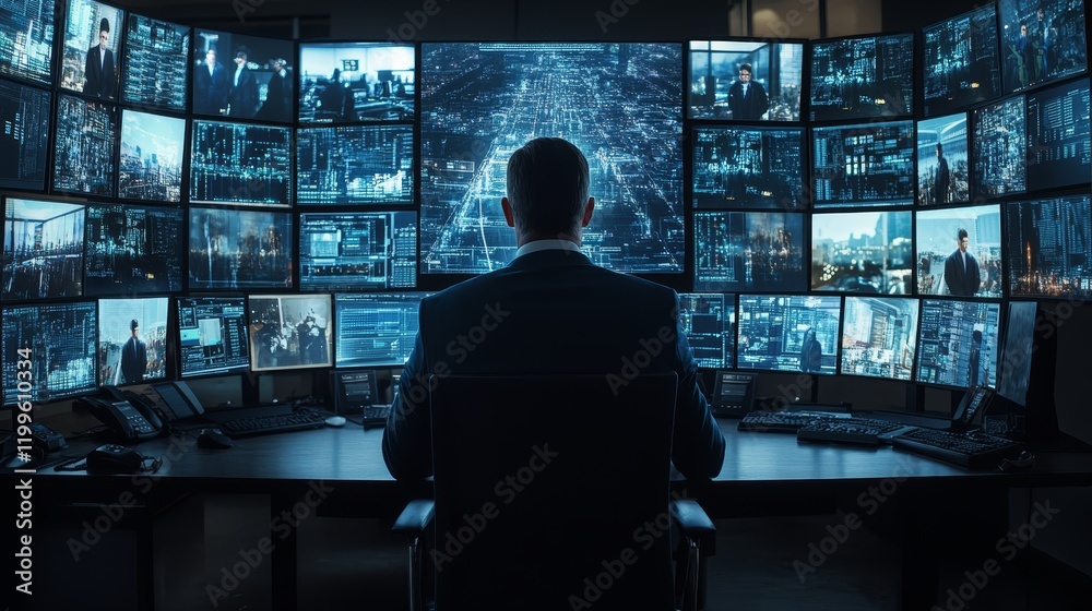 Man immersed in his work while sitting at wooden desk in an office setting. Man immersed in his work while sitting at wooden desk in an office setting.