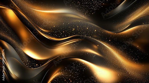 Gentle, flowing waves ripple across the abstract background, blending shades of blue, teal, and silver into a harmonious rhythm. 