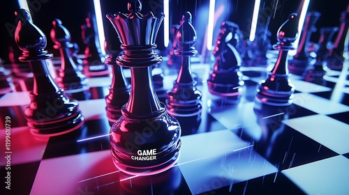 A chess board with a black and white checkerboard and a black