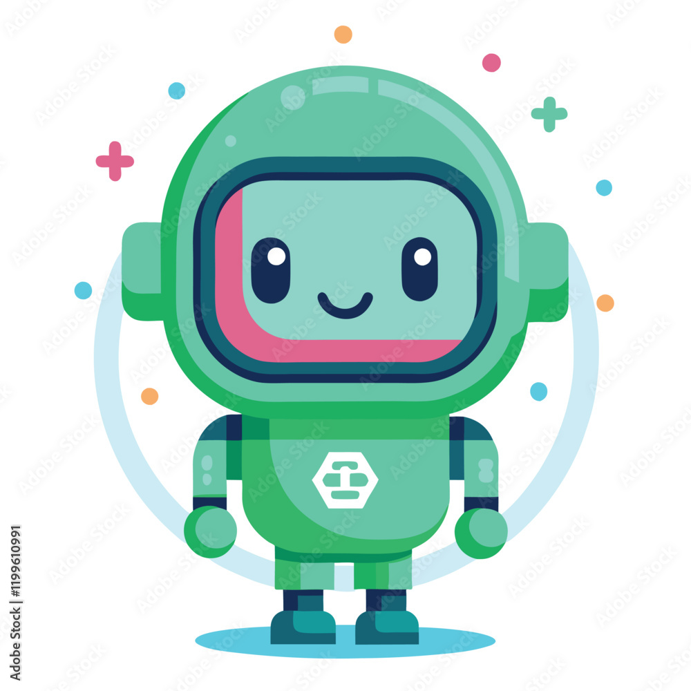 Cute Green Robot Astronaut, Ready for Adventure Cute Green Robot Astronaut, Ready for Adventure