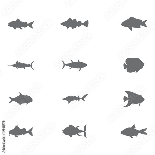 collection of fish icons as a representation of the marine lifestyle photo