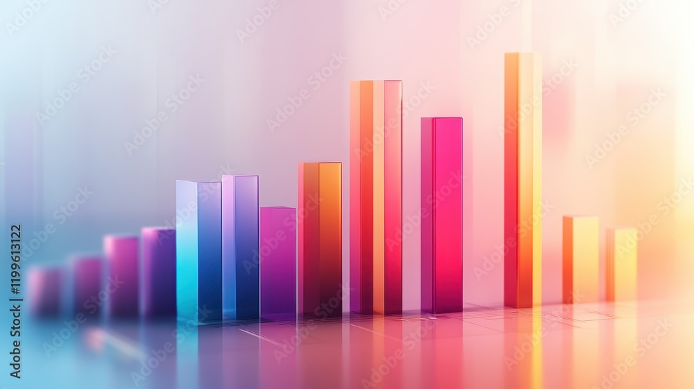 A digital bar chart, modern business concept, holographic effect, gradient tones, isolated on white background. A digital bar chart, modern business concept, holographic effect, gradient tones, isolated on white background.