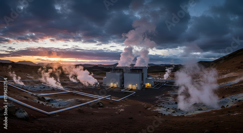A Geothermal Power Station Surrounded By Lush Greenery And Minimal Infrastructure