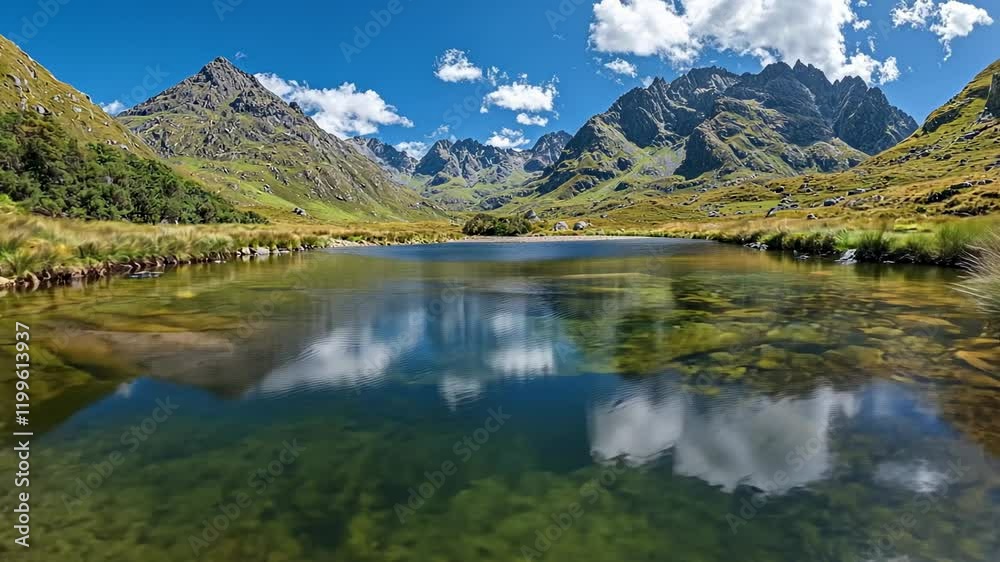 Serene Mountain Lake Reflection, mountains, mountain range, peaks, clear water, crystal clear water Serene Mountain Lake Reflection, mountains, mountain range, peaks, clear water, crystal clear water