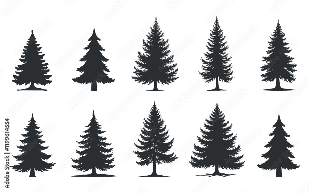 evergreen pine tree silhouettes for forest and nature designs evergreen pine tree silhouettes for forest and nature designs
