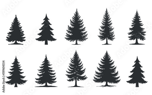 evergreen pine tree silhouettes for forest and nature designs