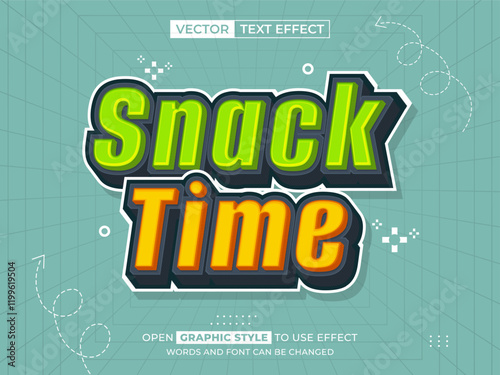 snack time editable text, font effect, 3d text for title