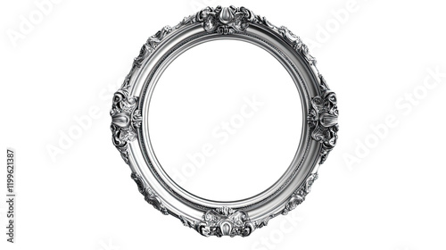Elegant Ornate Silver Round Frame: A circular ornate silver frame with intricate details provides a classic and timeless touch for your artwork or photography.