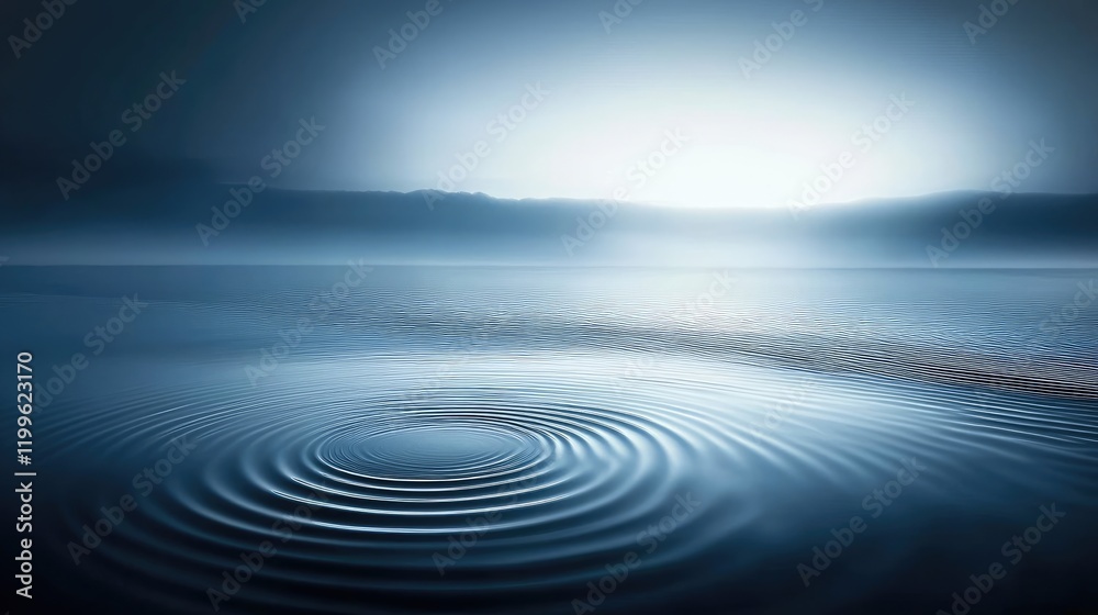 Serene Water Ripples Reflecting Misty Mountains Serene Water Ripples Reflecting Misty Mountains