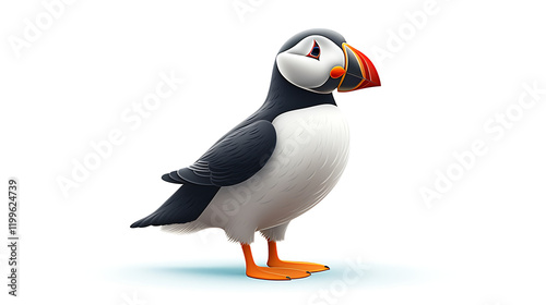 3d render of a penguin with a bird