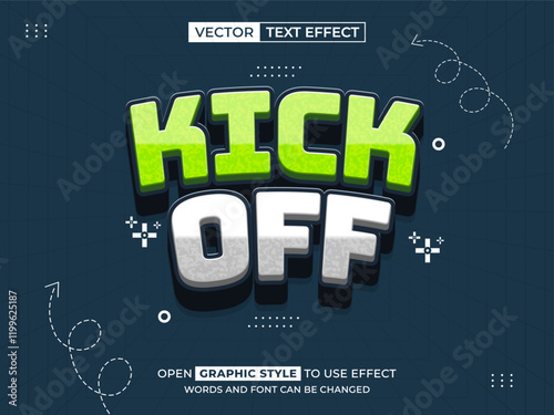 kick off editable text, font effect, 3d text for title