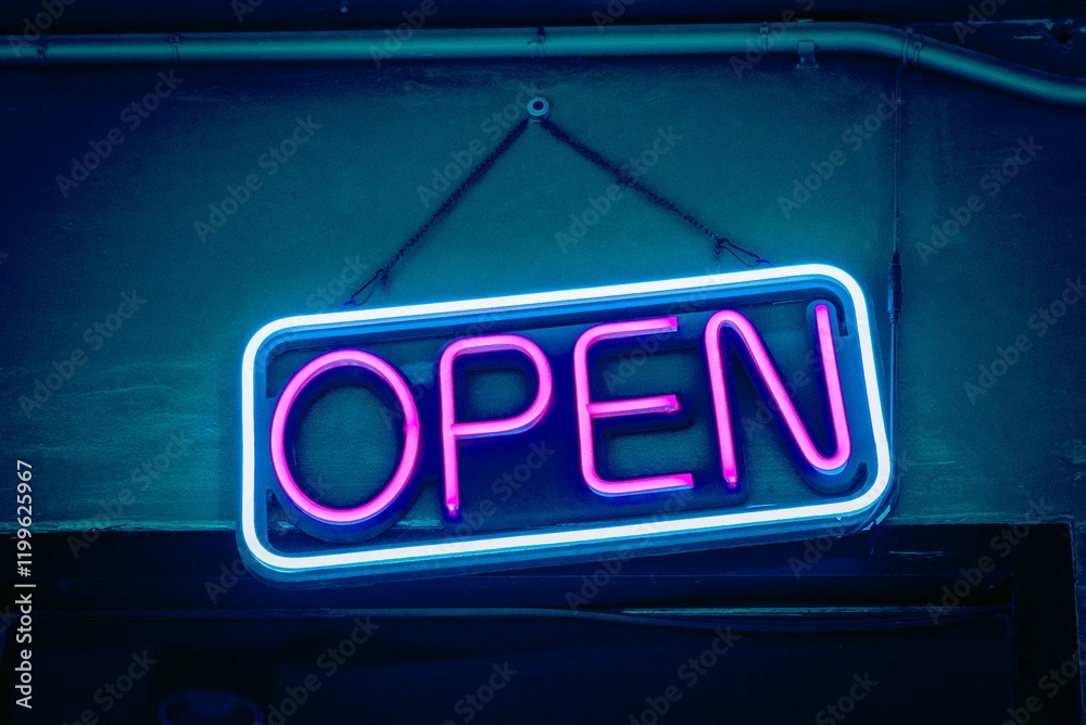 Obraz premium Neon open sign for cafes and restaurants