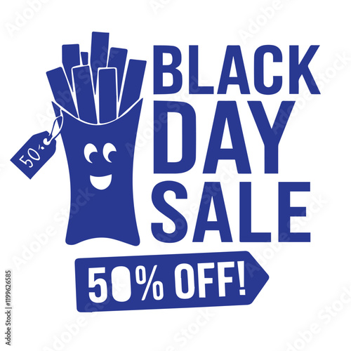 A Black Friday Sale logo with 50% off in bold and vibrant design captures attention immediately, emphasizing urgency and incredible deals. The black theme reflects the iconic shopping event, while the