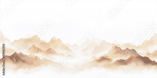Soft water color painting of musty mountains