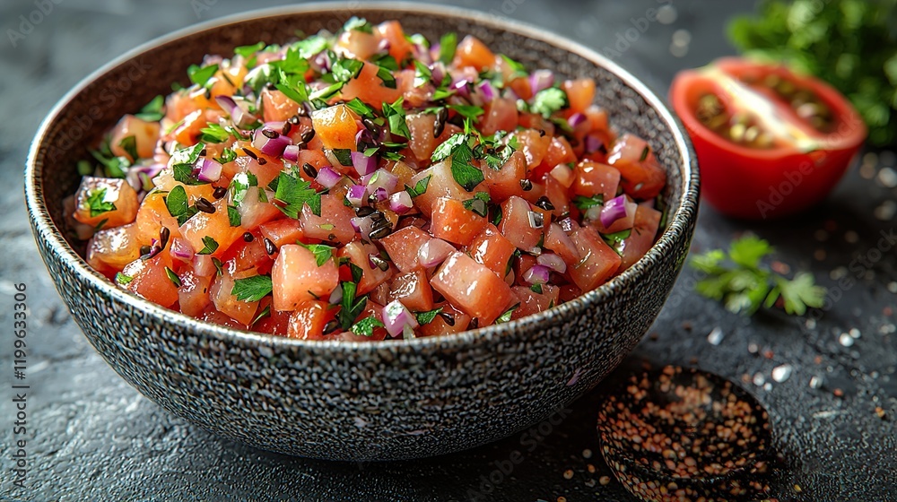 Colorful chopped vegetables in a bowl. 