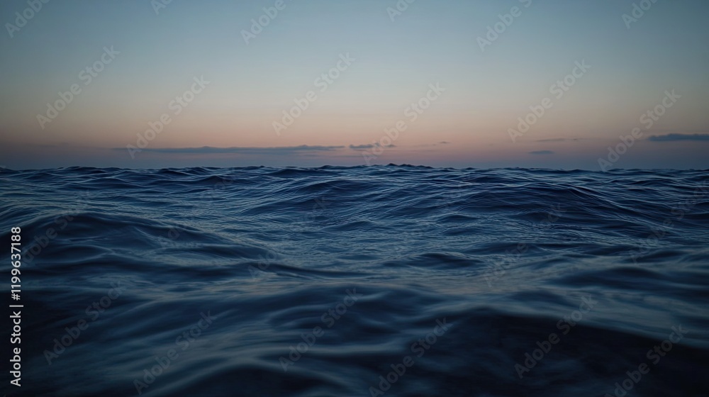 Dark Ocean Waves Underneath a Calm Sunset Sky Dark Ocean Waves Underneath a Calm Sunset Sky