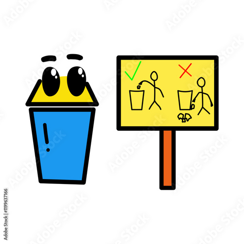 cute trash can cartoon design