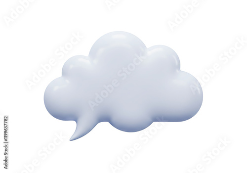 3d render of a cloud in shape of the speech bubble cut out with no background
